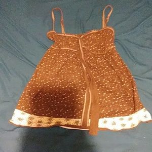Brown poka dot top
